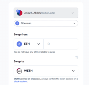 eth to wrapped eth metamask