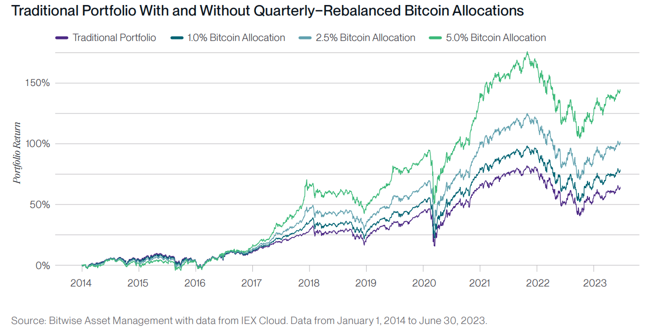 portfolio with and without bitcoin