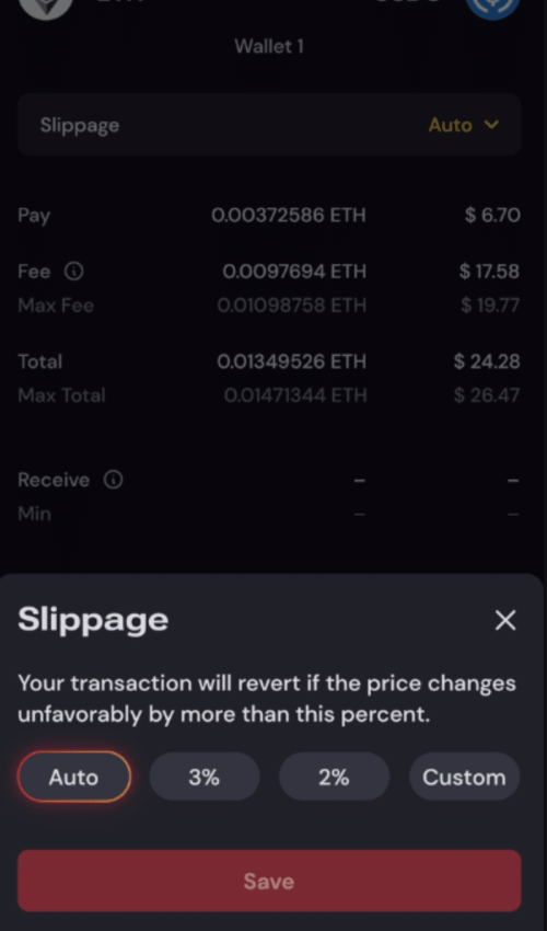 setting slippage parameters